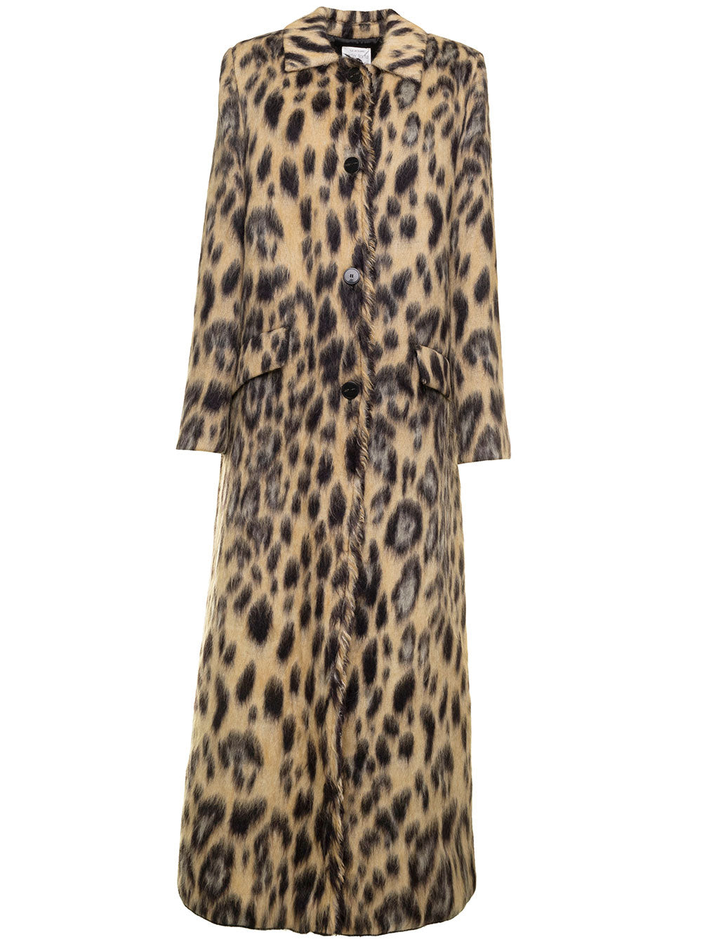 Animalier Jacquard Coat Brown Virgin Wool Alpaca Polyamide
