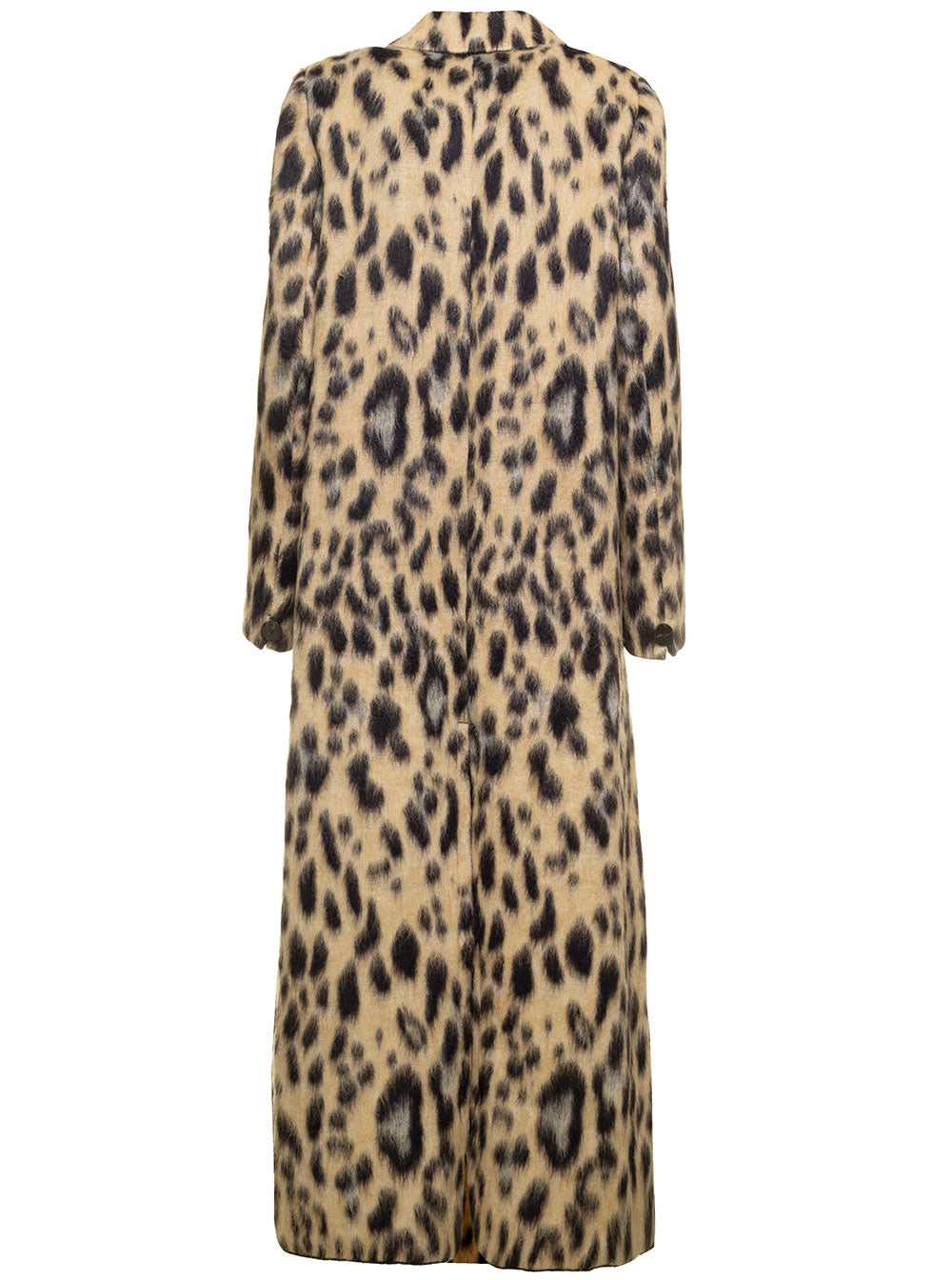 Animalier Jacquard Coat Brown Virgin Wool Alpaca Polyamide