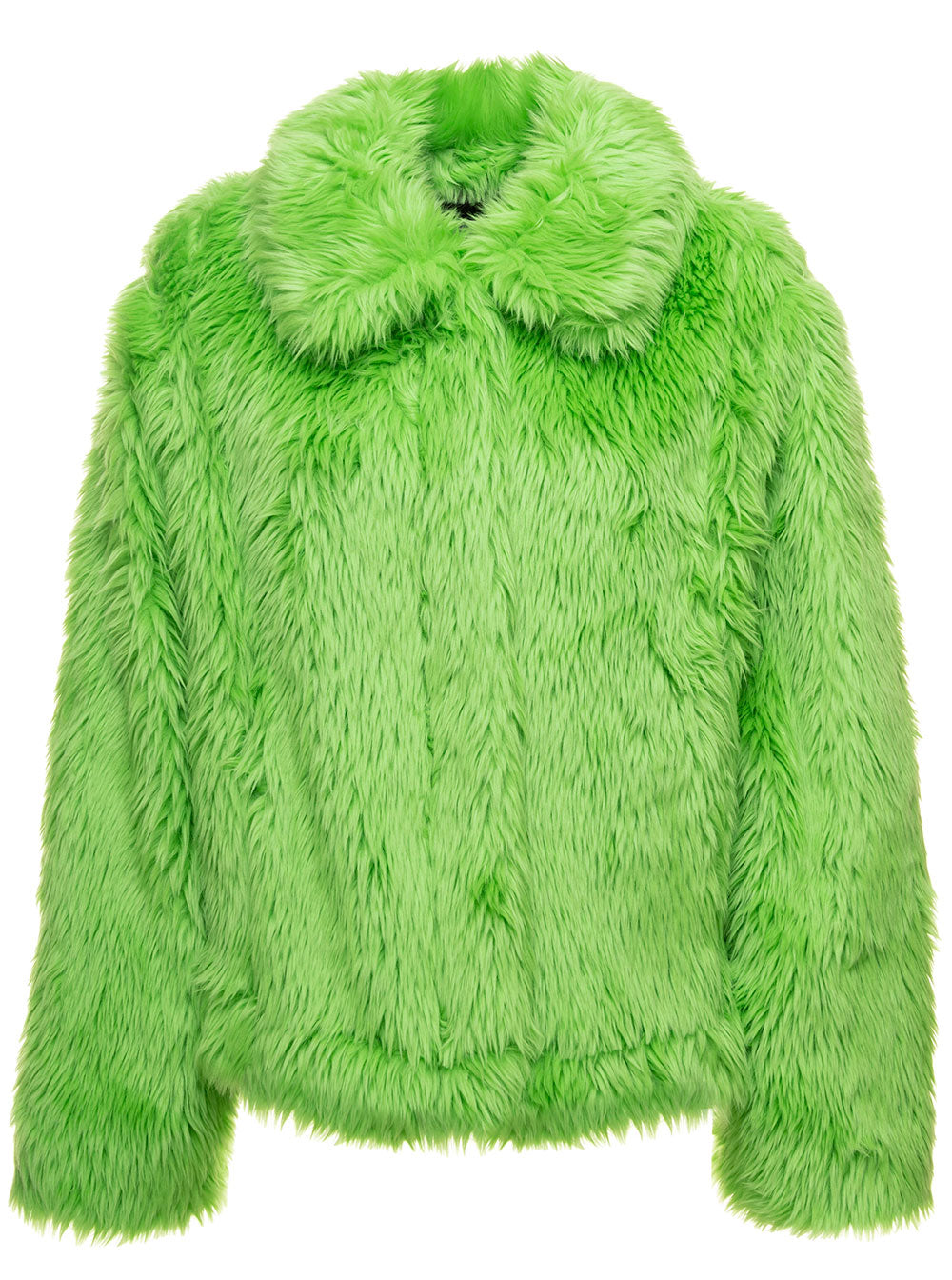 Lime Green Short Faux Fur Jacket Woman Msgm Ma Polyester