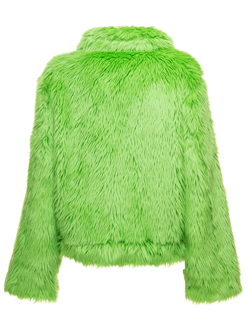 Lime Green Short Faux Fur Jacket Woman Msgm Ma Polyester