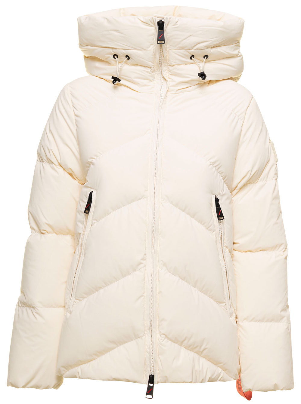 Helsinki Whte Padded Down Jacket With Hood Polyamide Woman After Label White Elastane