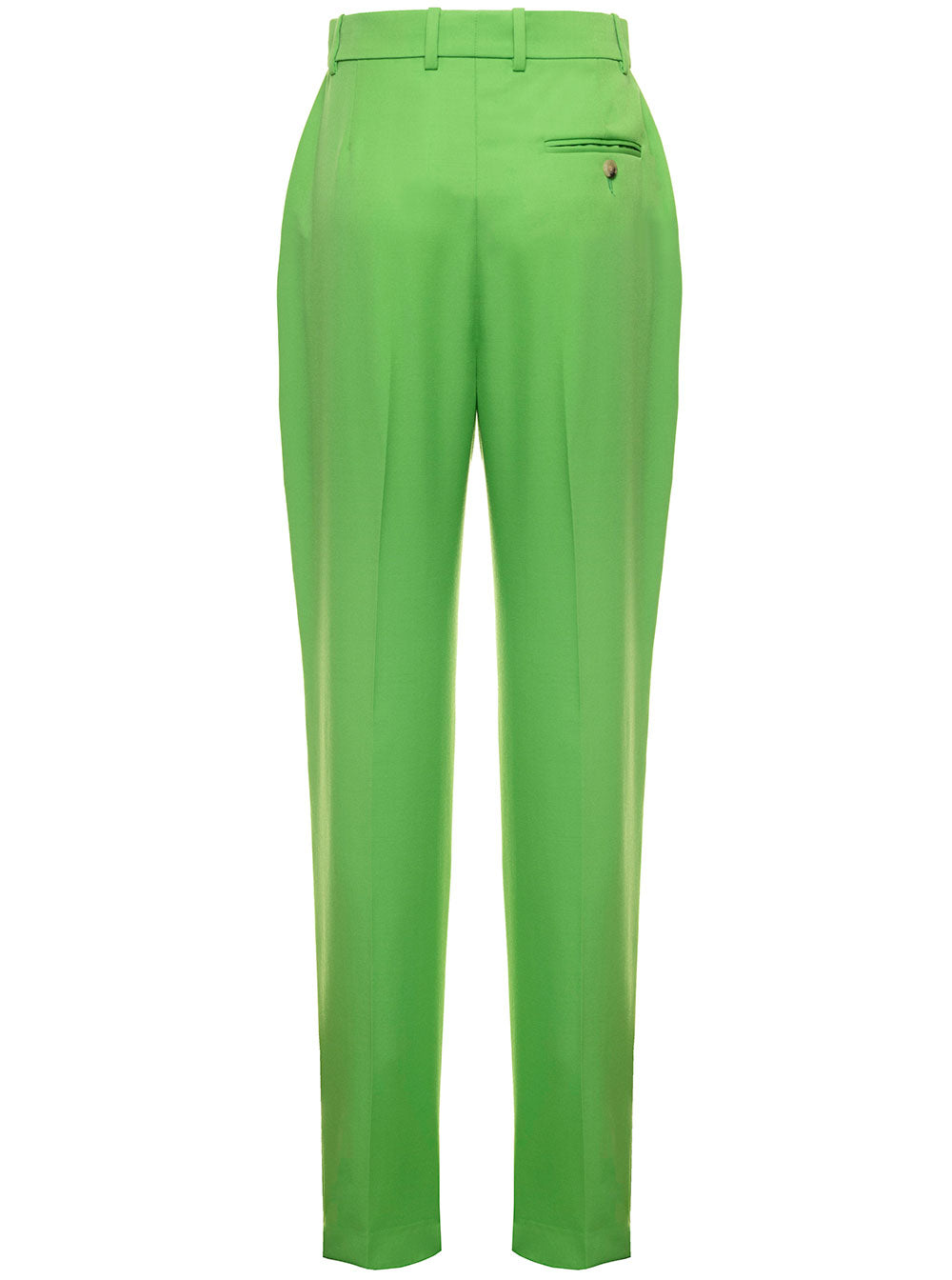 High Waist Lg Cig T-Sustainable Grain De Poudre Green Wool Trousers