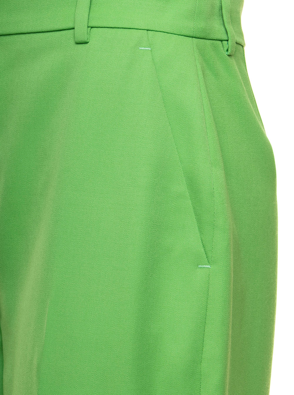 High Waist Lg Cig T-Sustainable Grain De Poudre Green Wool Trousers