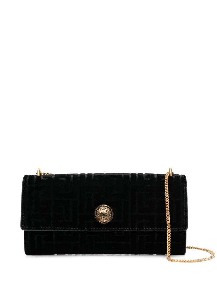 Coin Chain Wallet-Monogram Velvet Black Viscose Crossbody Bags