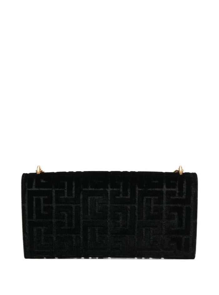 Coin Chain Wallet-Monogram Velvet Black Viscose Crossbody Bags