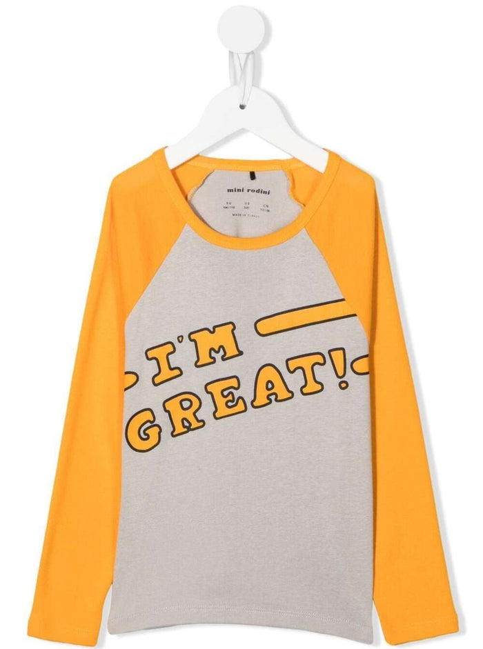Printed Im Great White And Orange Organic Cotton T-Shirt Boy Mini Rodini Jersey