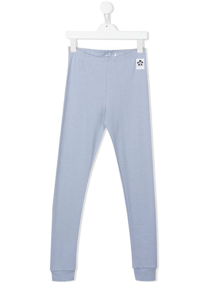 Solid Rib Leggings Blu Organic Cotton Elastane Trousers