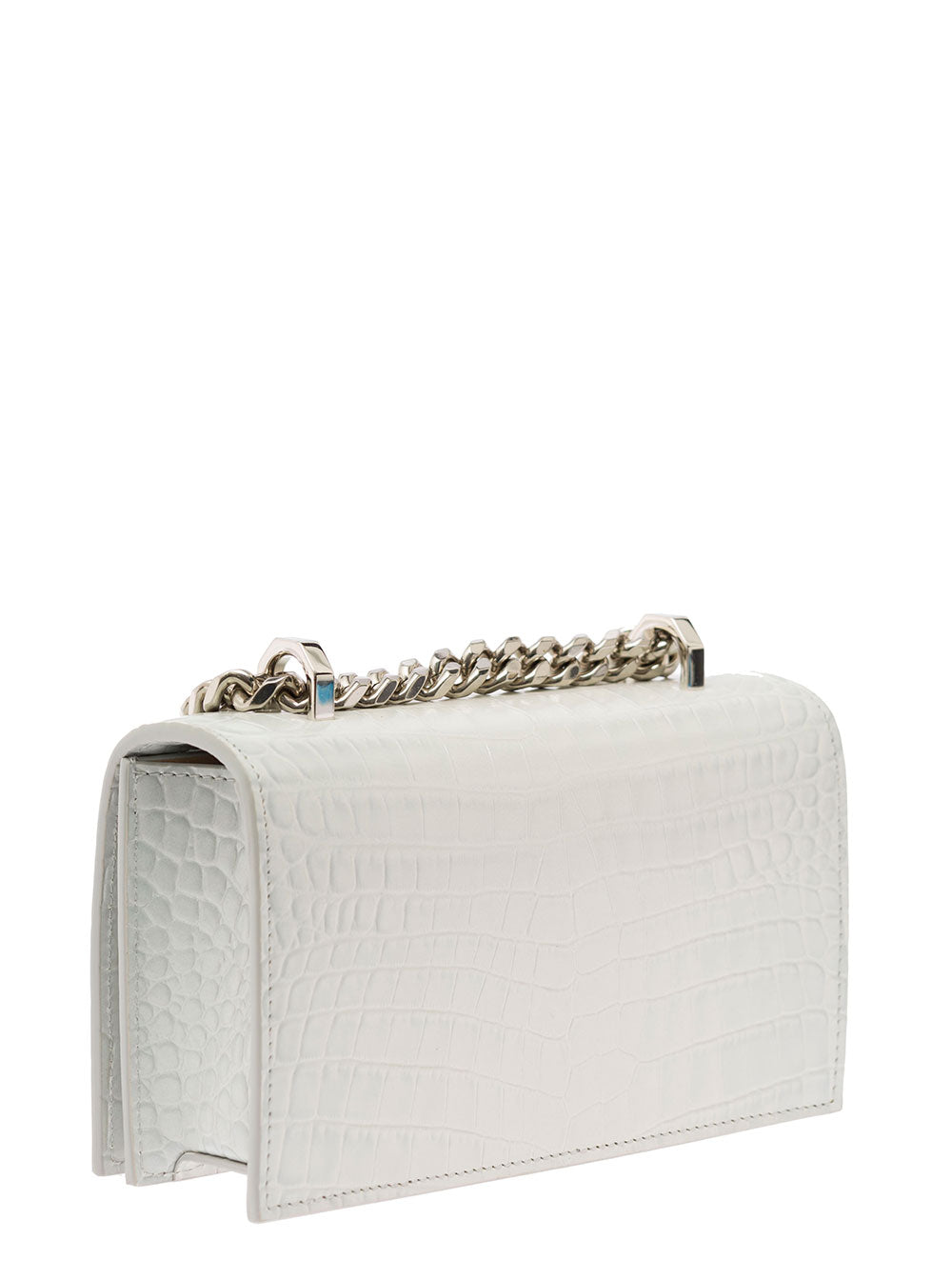 Mini Jewell.satchel-Himalayan Croc Grey Calf Crossbody Bags
