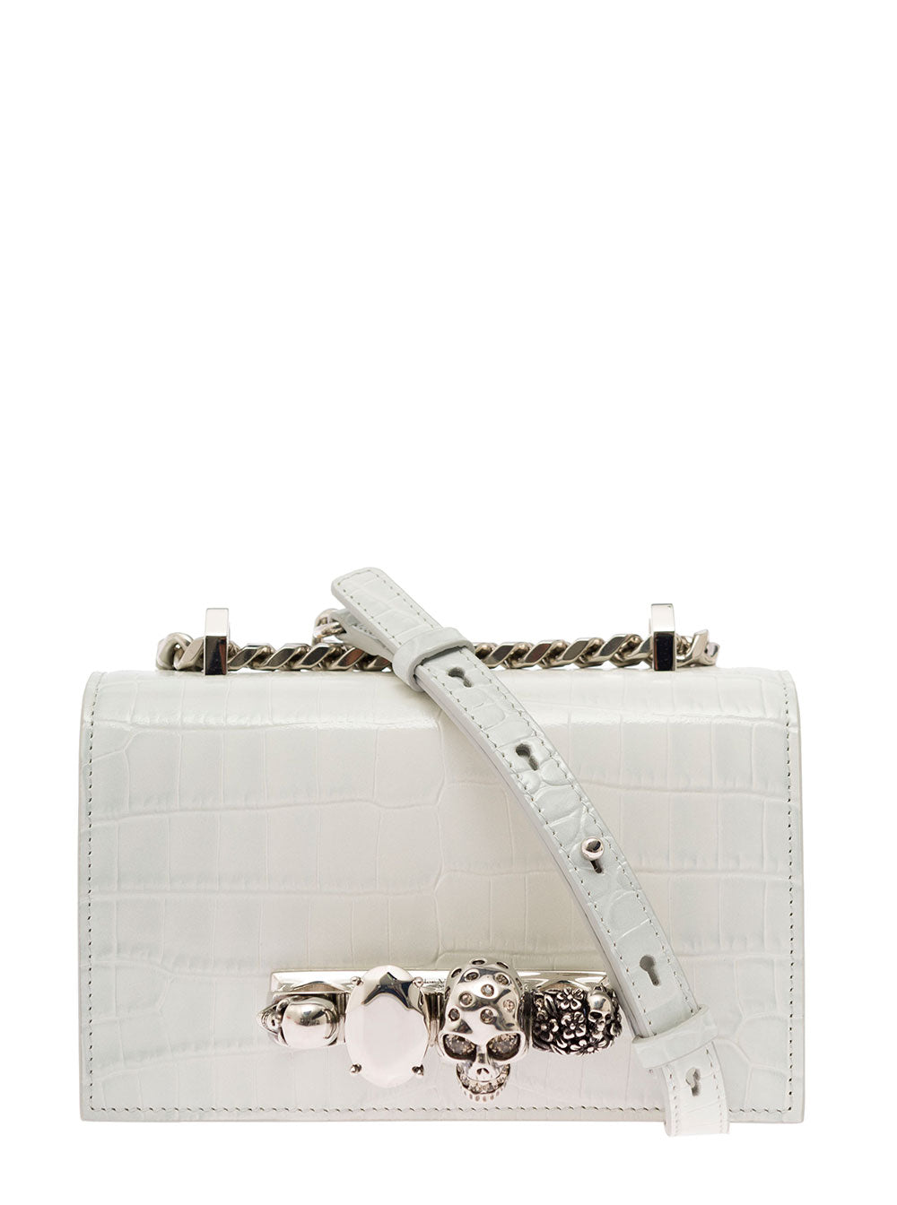 Mini Jewell.satchel-Himalayan Croc Grey Calf Crossbody Bags