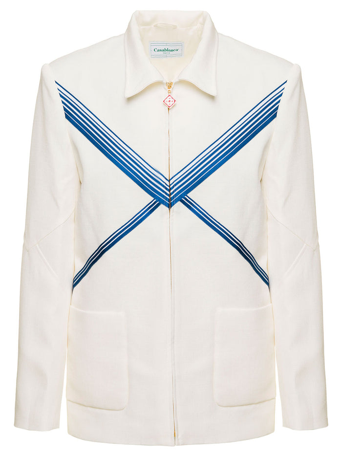 Envelope Jacket Viscose Silk Suiting Off-White - Blazers