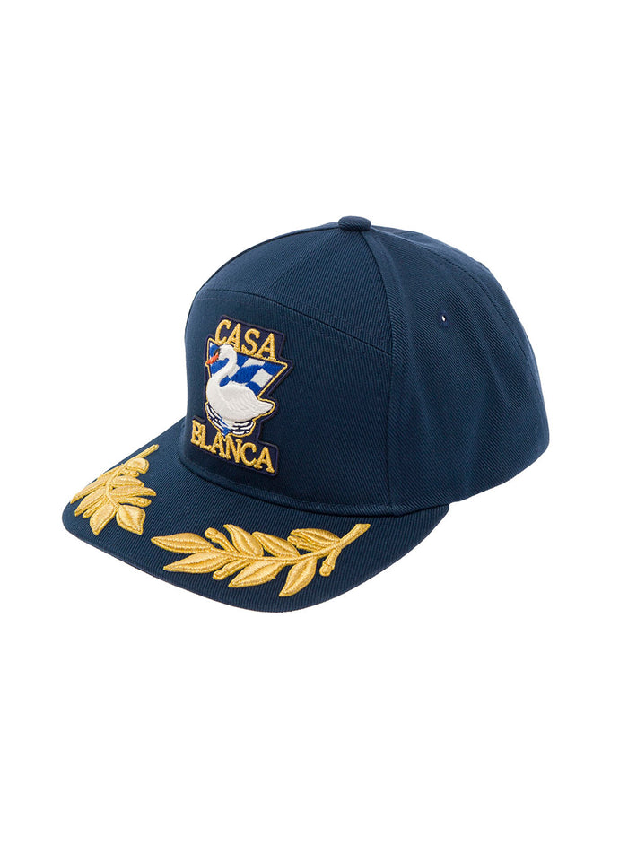 Casablanca Par Avion Laurel Cap Black Twill Cotton Hats And Gloves
