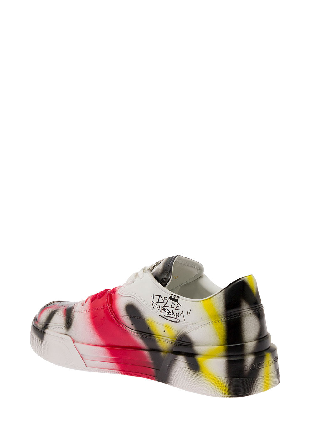 New Roma Multicolor All-Over Graffiti Sneakers Leather Man Dolce & Gabbana Lamb Calf