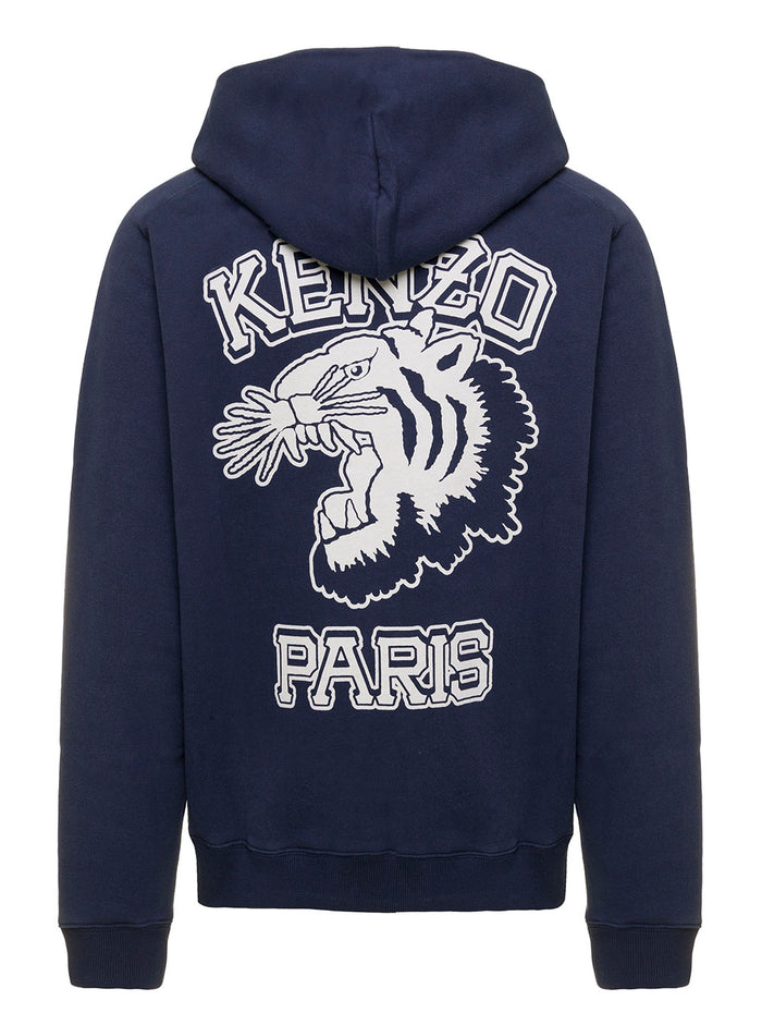 Seasonal Graphic Hoodie Blu Cotton Sweatshirts
