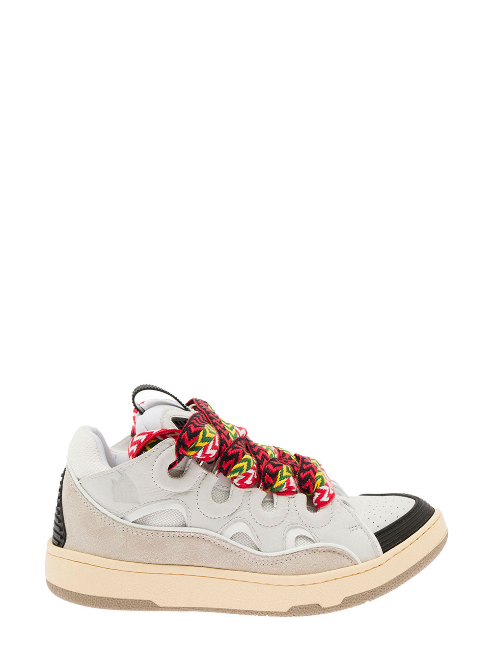 Curb Sneaker Leather Multicolor Woman Lanvin White Polyester Woven