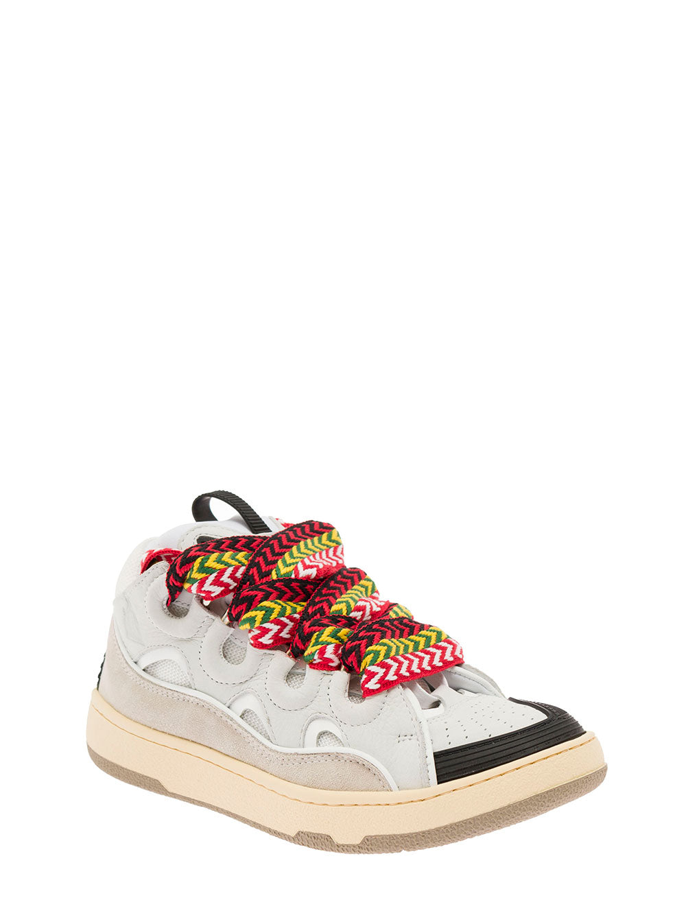 Curb Sneaker Leather Multicolor Woman Lanvin White Polyester Woven