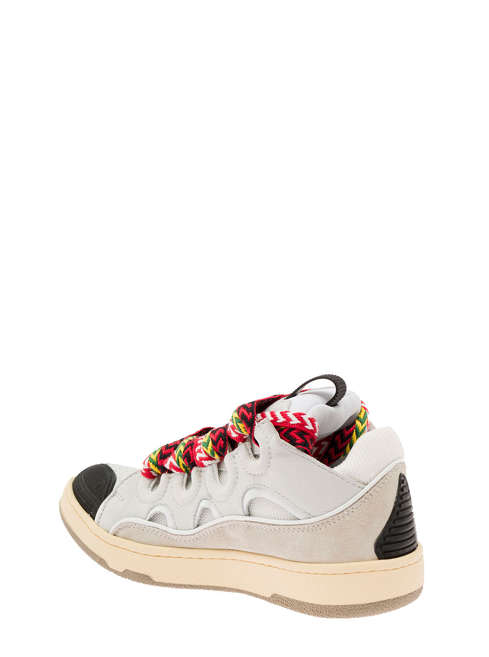 Curb Sneaker Leather Multicolor Woman Lanvin White Polyester Woven