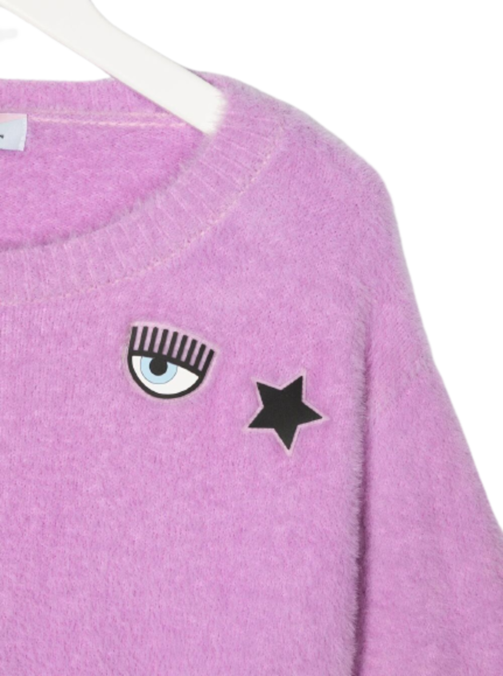 Cropped Pull Eyestars Pat Filato Maglia Peluche Violet Polyamide Sweatshirts