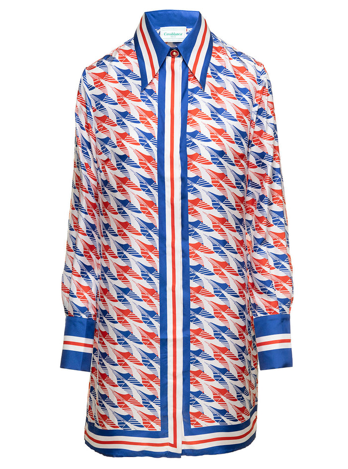 Printed Button Through Dress Silk Shirts And Blouses