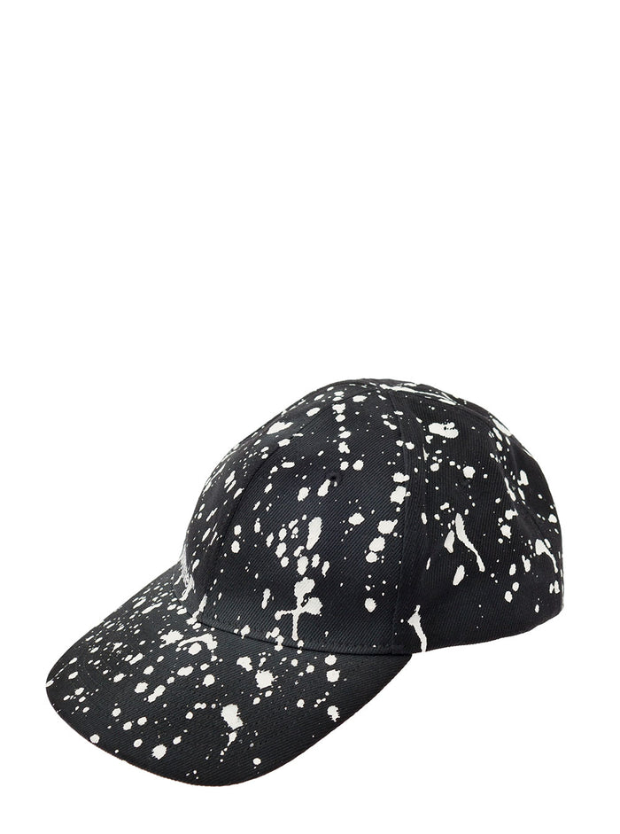 Black Basket Ball Hat With Paint Splatter Detailing Cotton Man Off-White And Gloves