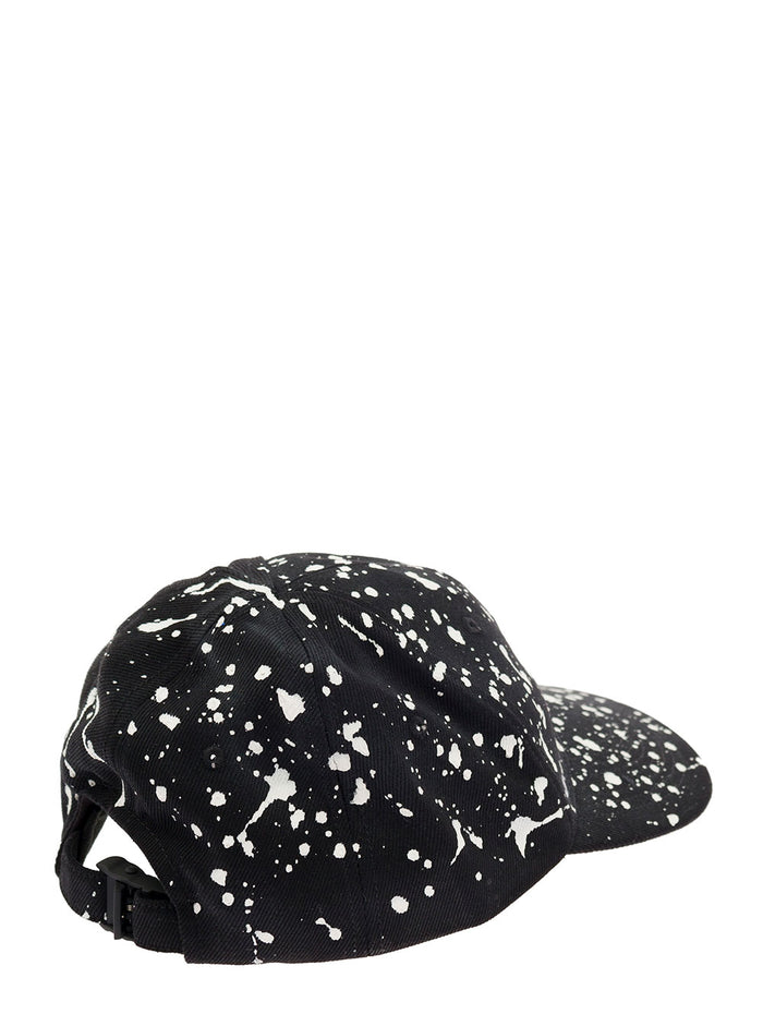 Black Basket Ball Hat With Paint Splatter Detailing Cotton Man Off-White And Gloves