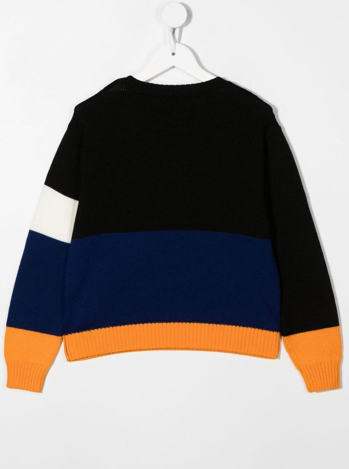 Black Virgin Wool Knit Sweater Boy Off White Kids Sweatshirts