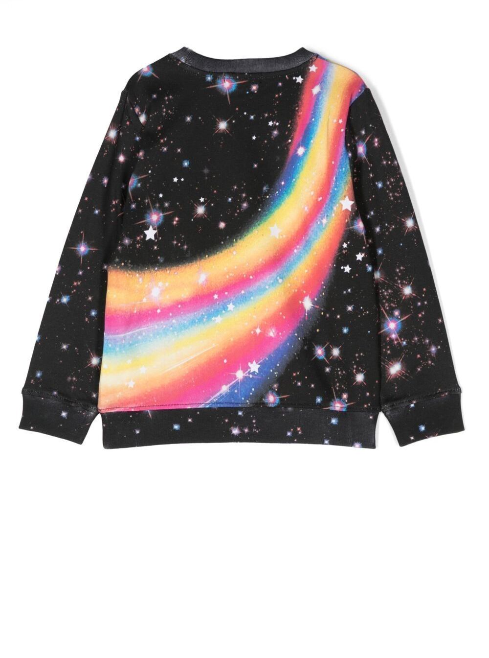 Cotton Black Sweatshirt With Galaxy Print Stella Mccartney Kids Sweatshirts