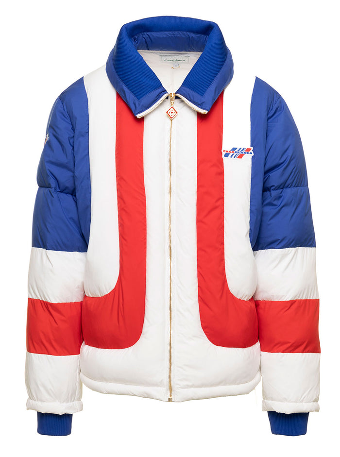 Multicolor Color-Block Down-Jacket With Logo Patch Nylon Man Casablanca Down Jackets