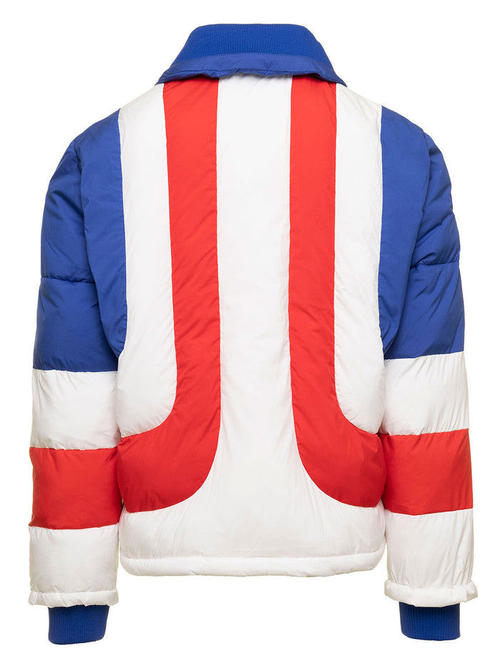 Multicolor Color-Block Down-Jacket With Logo Patch Nylon Man Casablanca Down Jackets