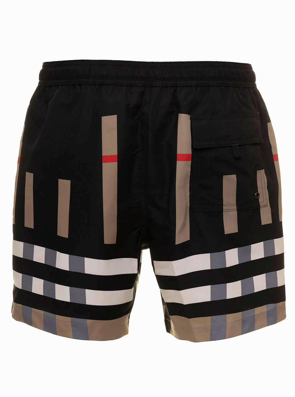 Martin Multicolor Check Swim Shorts Man Burberry Black Polyester And Bermuda