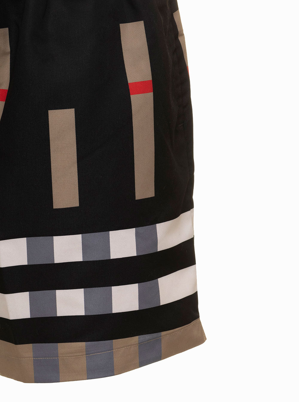 Martin Multicolor Check Swim Shorts Man Burberry Black Polyester And Bermuda