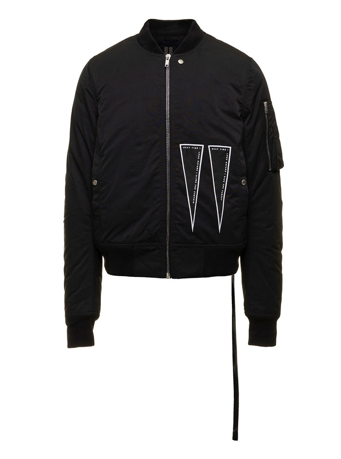Bomber Imbottito - Flight-Bomber Black Nylon Cotton Outerwear