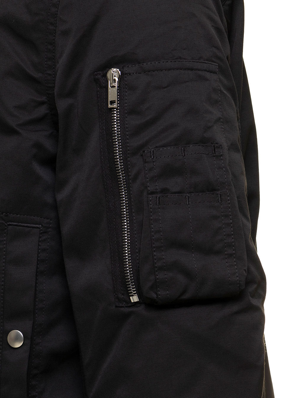 Bomber Imbottito - Flight-Bomber Black Nylon Cotton Outerwear