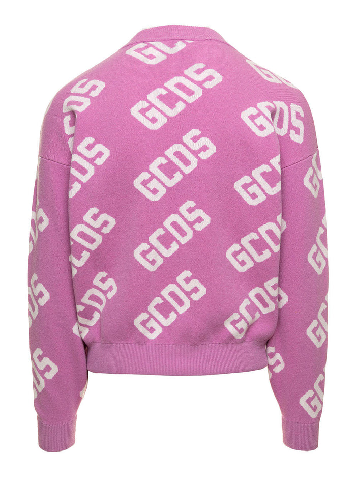 Pink All-Over Monogram Logo Sweater Man Gcds Co Wo Pa Jersey