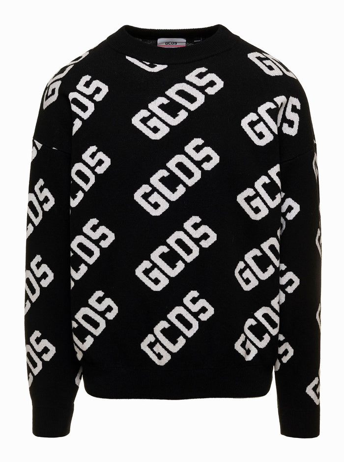 Black All-Over Monogram Logo Sweater Man Gcds Co Wo Pa Jersey