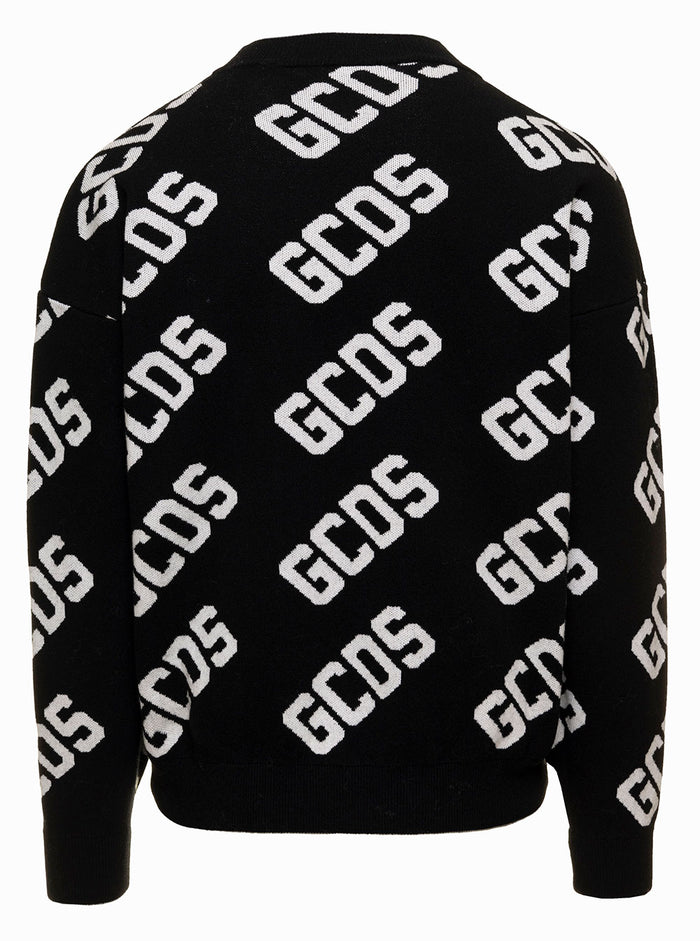 Black All-Over Monogram Logo Sweater Man Gcds Co Wo Pa Jersey