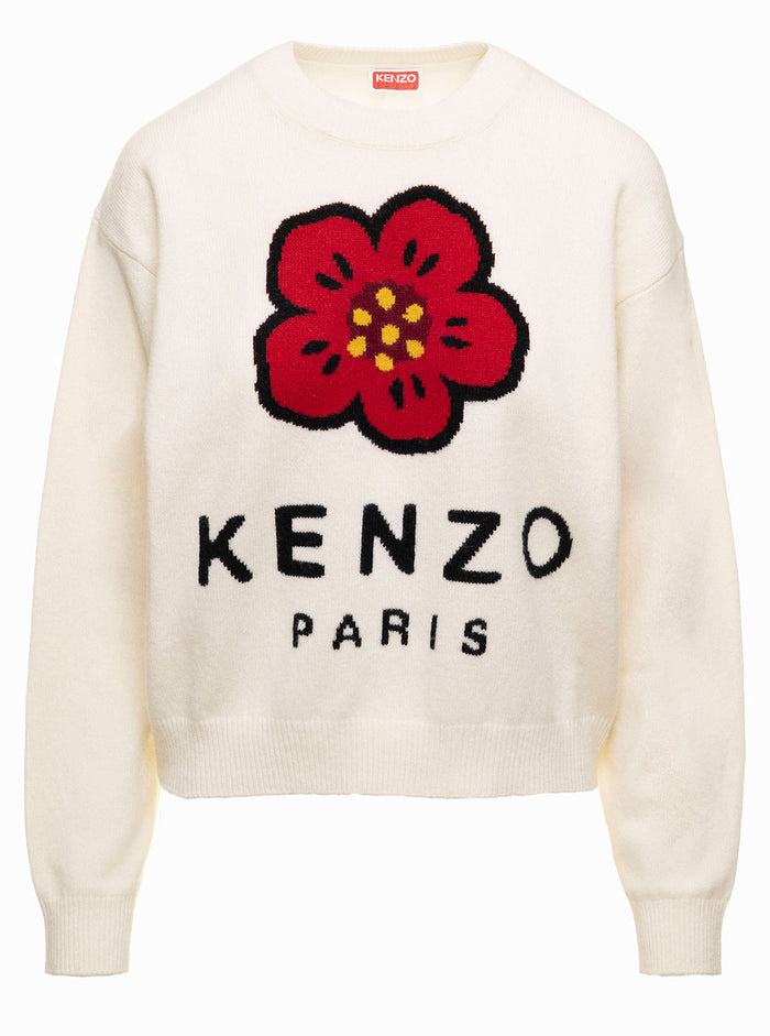 Kenzo Paris Comfort Jumper White Wool Jersey