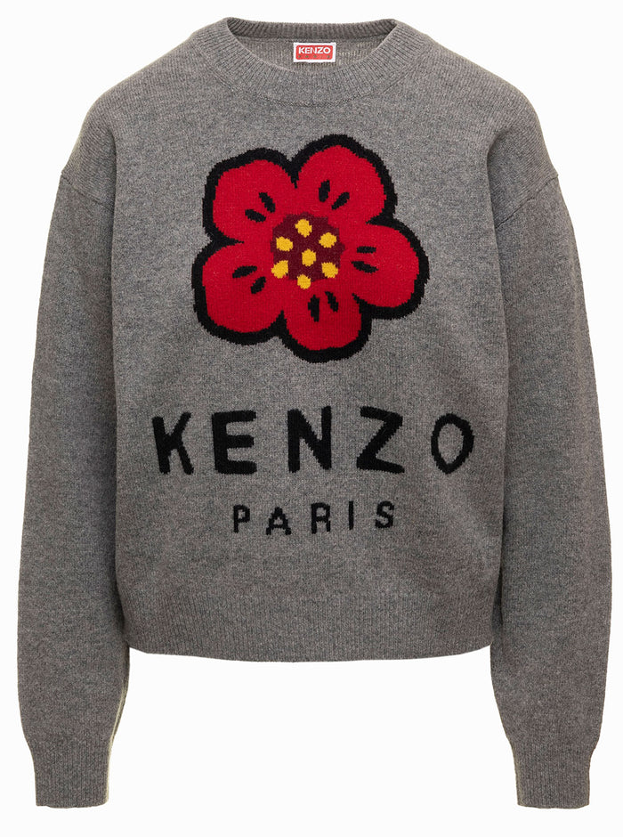 Kenzo Paris Comfort Jumper Grey Wool Jersey