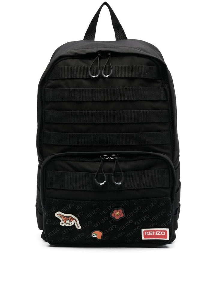 Black Patch Backpack Man Kenzo Polyester Backpacks And Belt Bags