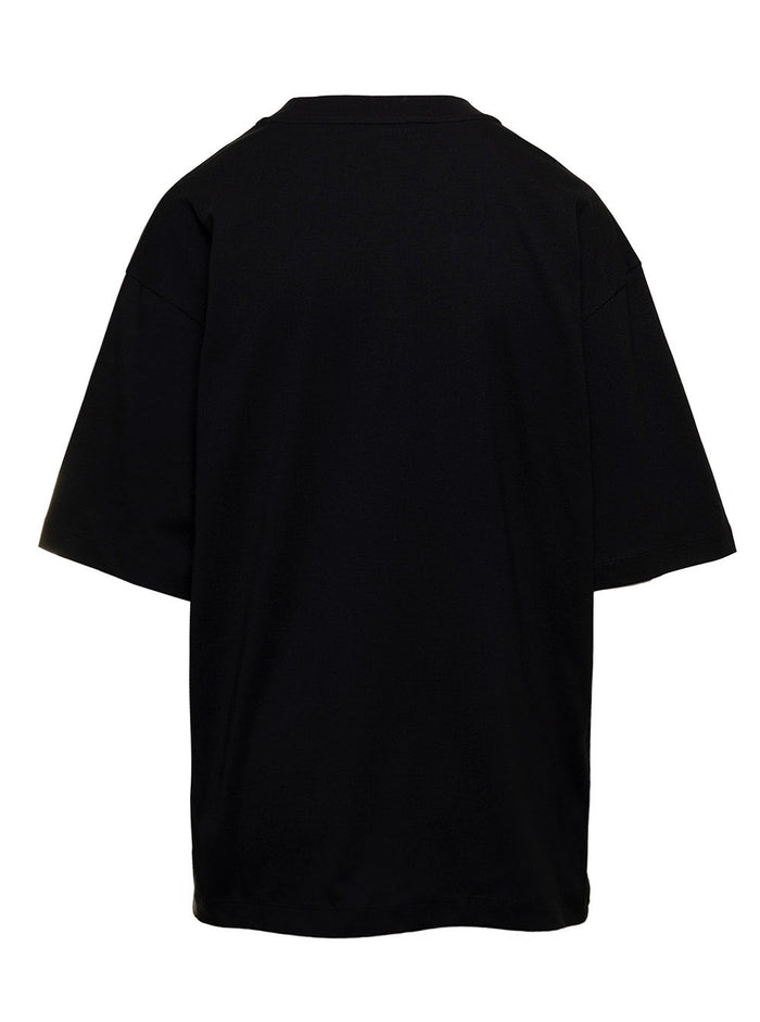 Black Printed Logo T-Shirt Cotton Woman Marni Knit Tshirts And Polo Shirts