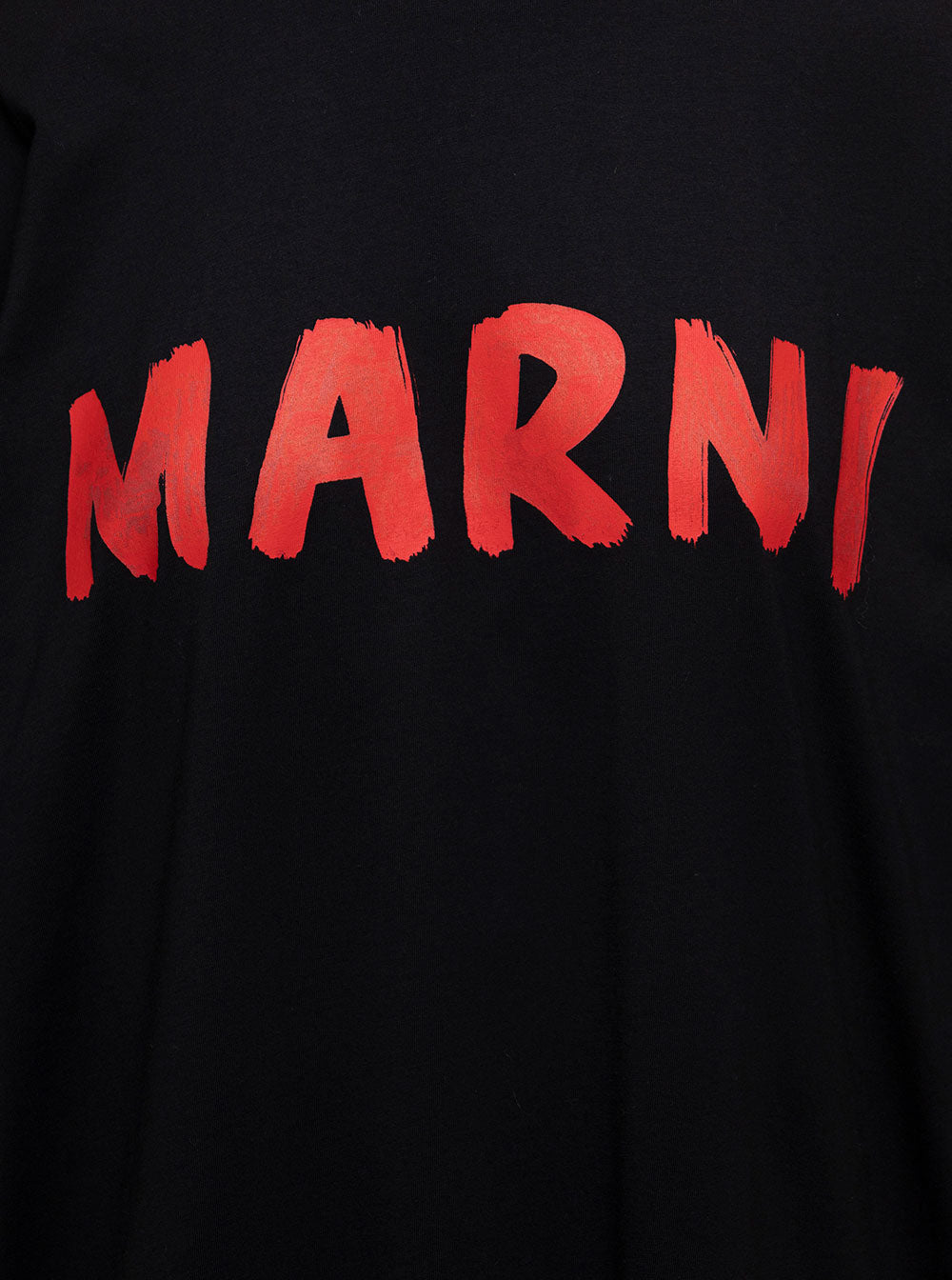 Black Printed Logo T-Shirt Cotton Woman Marni Knit Tshirts And Polo Shirts