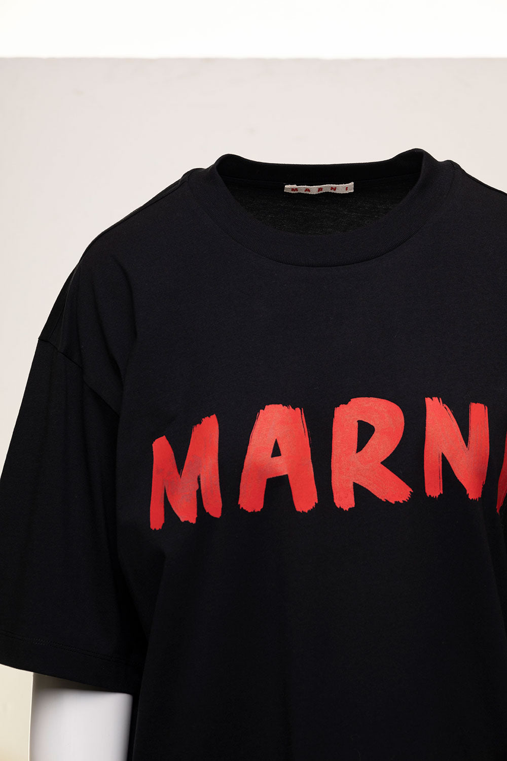 Black Printed Logo T-Shirt Cotton Woman Marni Knit Tshirts And Polo Shirts