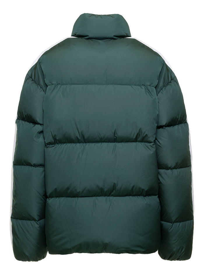 Green Track Down Jacket With Stripes Detailing Nylon Woman Palm Angels Polyamide