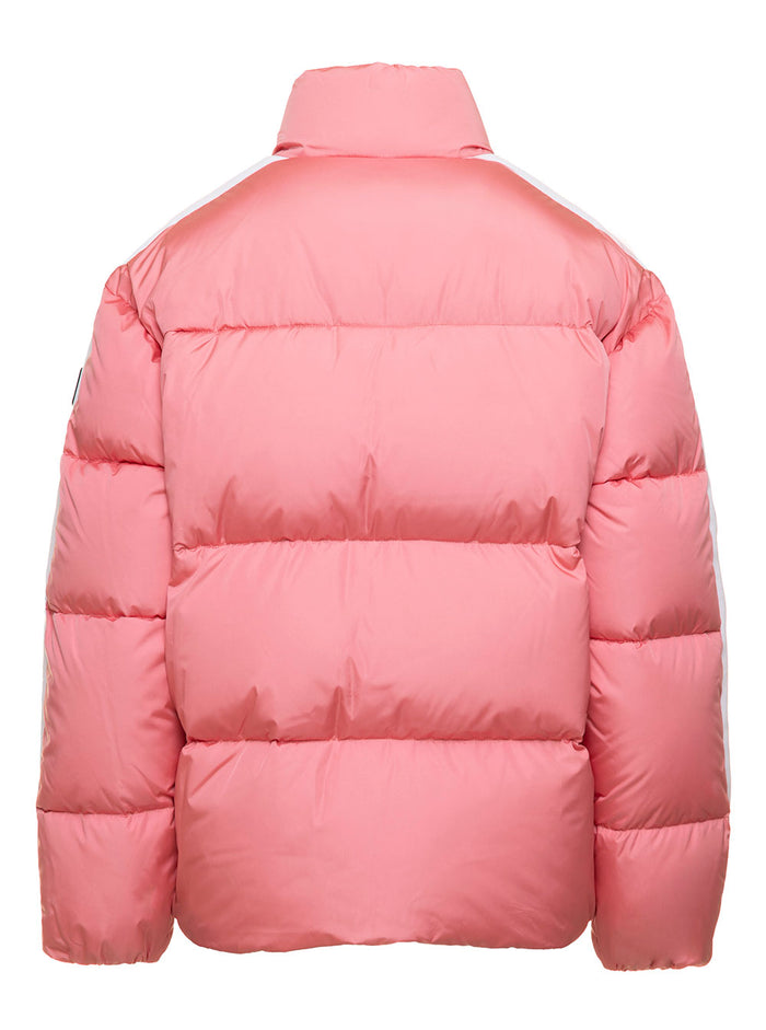 Pinktrack Down Jacket With Stripes Detailing Nylon Woman Palm Angels Pink Polyamide