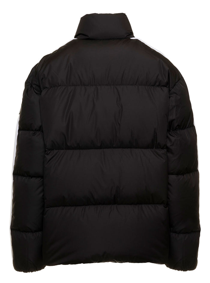 Black Track Down Jacket With Stripes Detailing Nylon Woman Palm Angels Polyamide