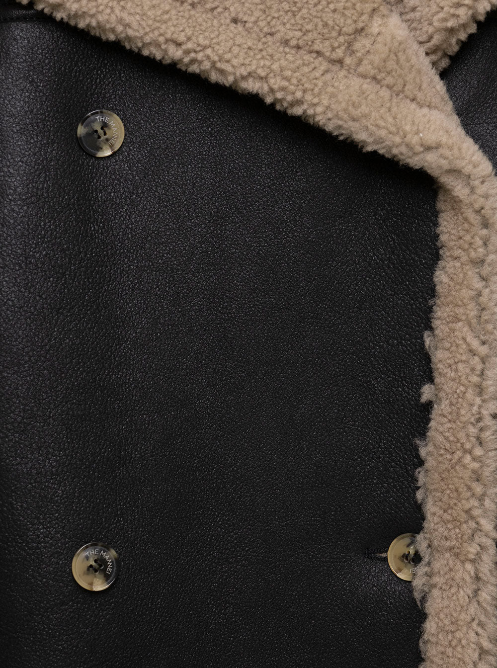Jordan Black And Beige Double-Breasted Coat Shearling Woman The Mannei Jackets Furs