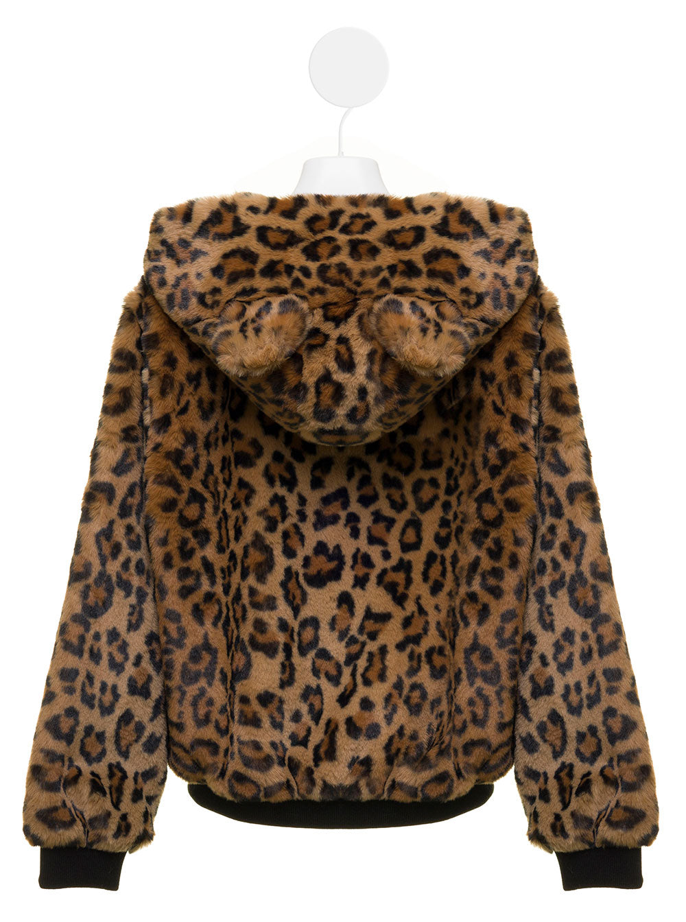 Animalier Faux Fur Hoodie Teen Girl Apparis Kids Brown Polyester Shearling Jackets And Furs