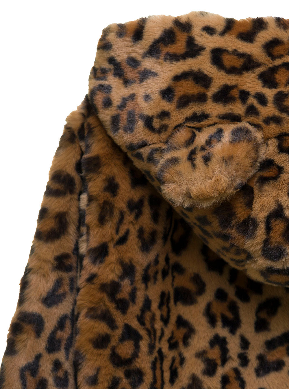 Animalier Faux Fur Hoodie Teen Girl Apparis Kids Brown Polyester Shearling Jackets And Furs