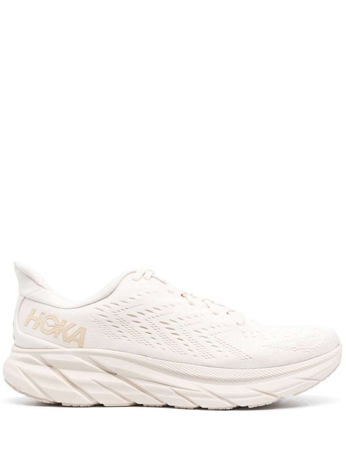 Clifton White Sneakers With Logo Man Hoka One Beige