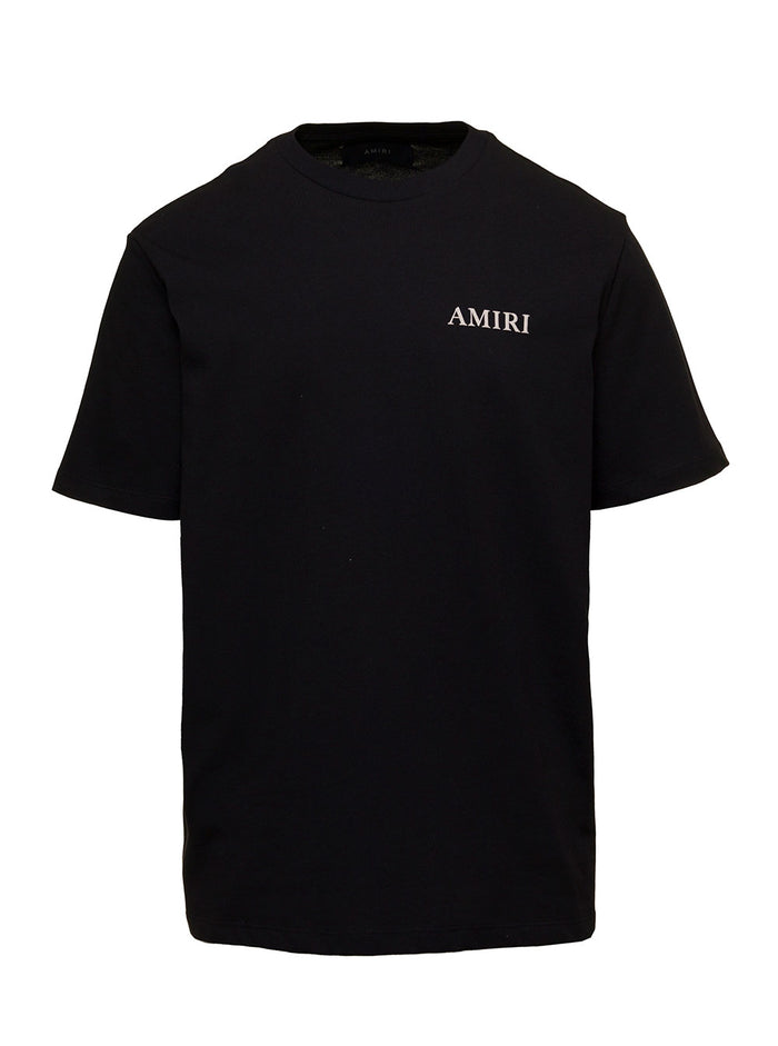 Puff Black T-Shirt With Logo Cotton Man Amiri Tshirts And Polo Shirts