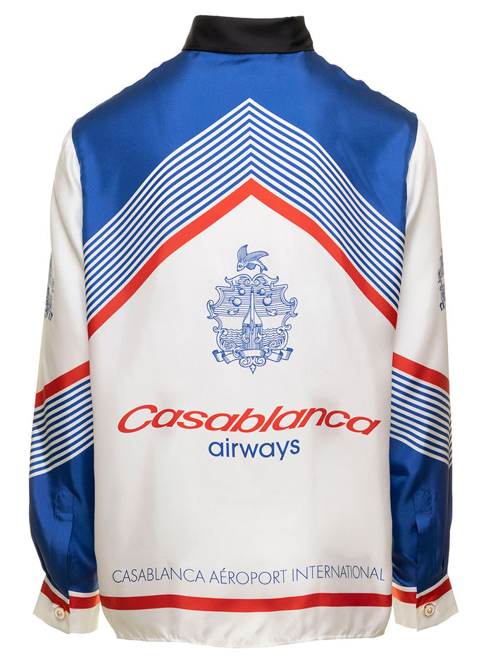 Long Sleeve Silk Shirt Twill Casablanca Airways - Blu And Blouses